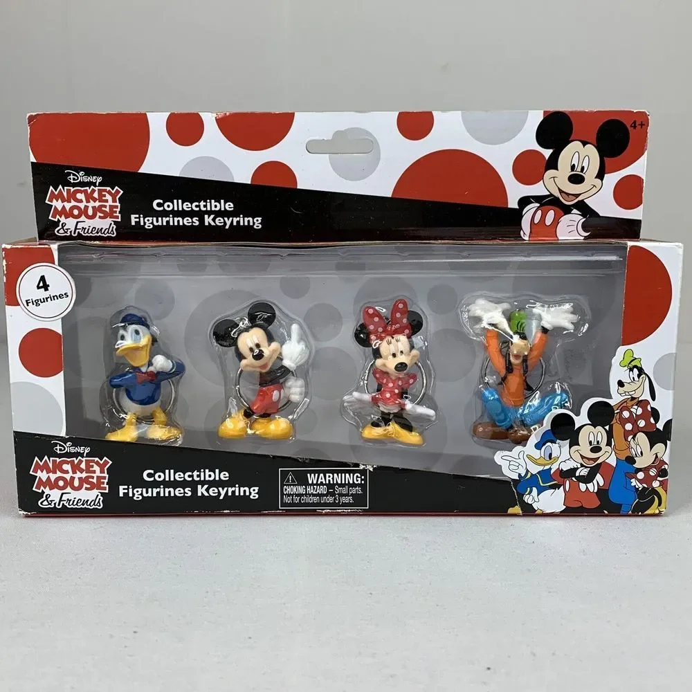 DISNEY Set of 4 Mickey Mouse‎ and Friends Collectible Figurines Keyrings NEW